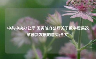 中共中央办公厅 国务院办公厅关于数字贸易改革创新发展的意见(全文)