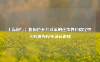 上海银行：将保持分红政策的连续性和稳定性 不断增强投资者获得感