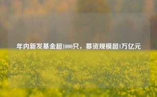 年内新发基金超1000只，募资规模超1万亿元