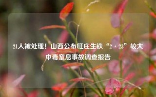 21人被处理！山西公布旺庄生铁“2·23”较大中毒窒息事故调查报告