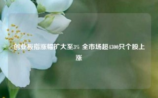 创业板指涨幅扩大至3% 全市场超4300只个股上涨