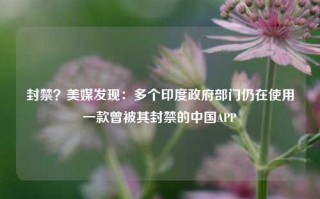 封禁？美媒发现：多个印度政府部门仍在使用一款曾被其封禁的中国APP