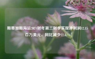 斯蒂加斯海运2024财年第三财季实现净利润12.15百万美元，同比减少22.81%