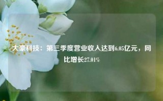 大豪科技：第三季度营业收入达到6.05亿元，同比增长27.01%