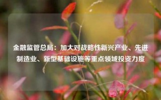 金融监管总局：加大对战略性新兴产业、先进制造业、新型基础设施等重点领域投资力度