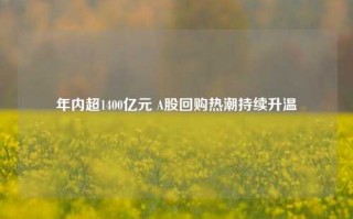 年内超1400亿元 A股回购热潮持续升温