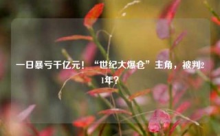 一日暴亏千亿元！“世纪大爆仓”主角，被判21年？