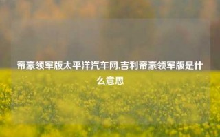 帝豪领军版太平洋汽车网,吉利帝豪领军版是什么意思