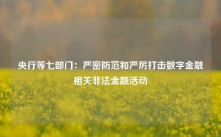 央行等七部门：严密防范和严厉打击数字金融相关非法金融活动