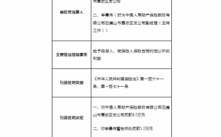 国寿财险石嘴山市惠农区支公司被罚6.5万元：因给予投保人合同约定以外利益