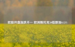 欧股开盘涨跌不一 欧洲斯托克50指数涨0.15%