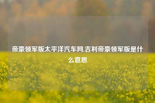 帝豪领军版太平洋汽车网,吉利帝豪领军版是什么意思-第1张图片-徐州汽车网