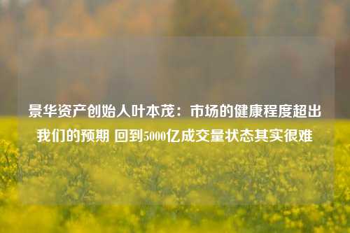 景华资产创始人叶本茂：市场的健康程度超出我们的预期 回到5000亿成交量状态其实很难-第1张图片-徐州汽车网