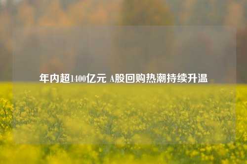 年内超1400亿元 A股回购热潮持续升温-第1张图片-徐州汽车网