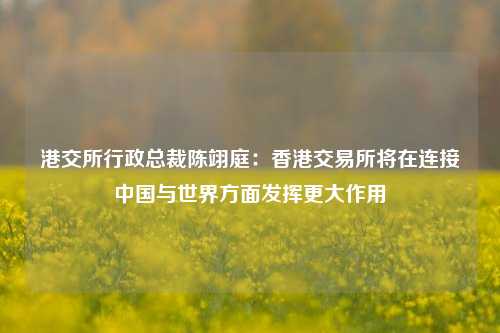 港交所行政总裁陈翊庭：香港交易所将在连接中国与世界方面发挥更大作用-第1张图片-徐州汽车网