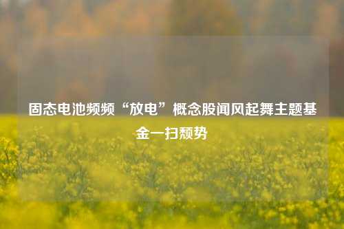 固态电池频频“放电”概念股闻风起舞主题基金一扫颓势-第1张图片-徐州汽车网