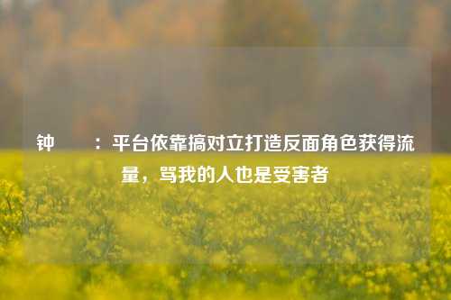 钟睒睒：平台依靠搞对立打造反面角色获得流量，骂我的人也是受害者-第1张图片-徐州汽车网