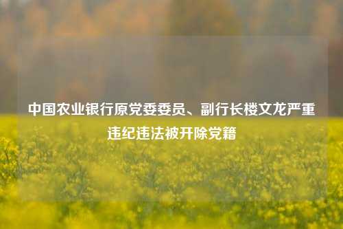 中国农业银行原党委委员、副行长楼文龙严重违纪违法被开除党籍-第1张图片-徐州汽车网