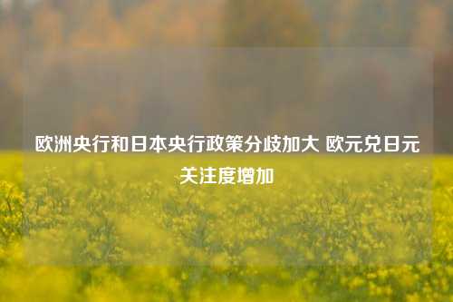 欧洲央行和日本央行政策分歧加大 欧元兑日元关注度增加-第1张图片-徐州汽车网