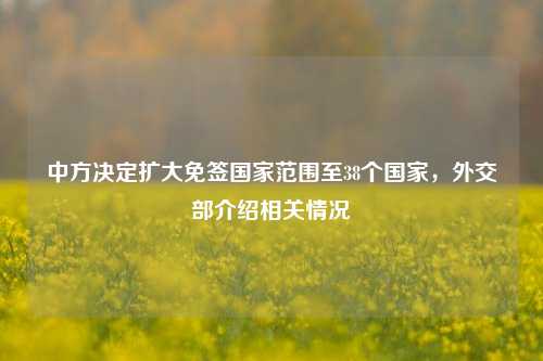 中方决定扩大免签国家范围至38个国家，外交部介绍相关情况-第1张图片-徐州汽车网