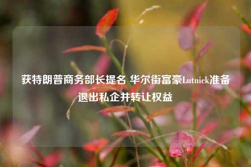 获特朗普商务部长提名 华尔街富豪Lutnick准备退出私企并转让权益-第1张图片-徐州汽车网