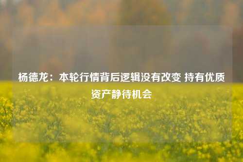 杨德龙：本轮行情背后逻辑没有改变 持有优质资产静待机会-第1张图片-徐州汽车网